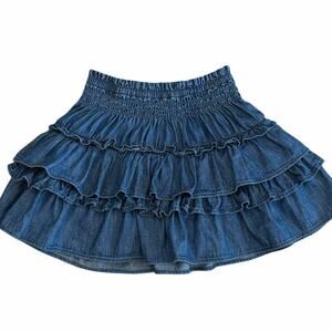 GAP X LoveShackFancy Chambray Tiered Skirt Size Medium